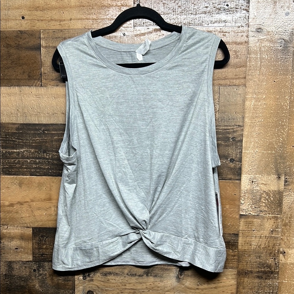 NWT Yogalicious‎ Twisted Front Tank Top Gray Sleeveless Twist Knot Size XXL